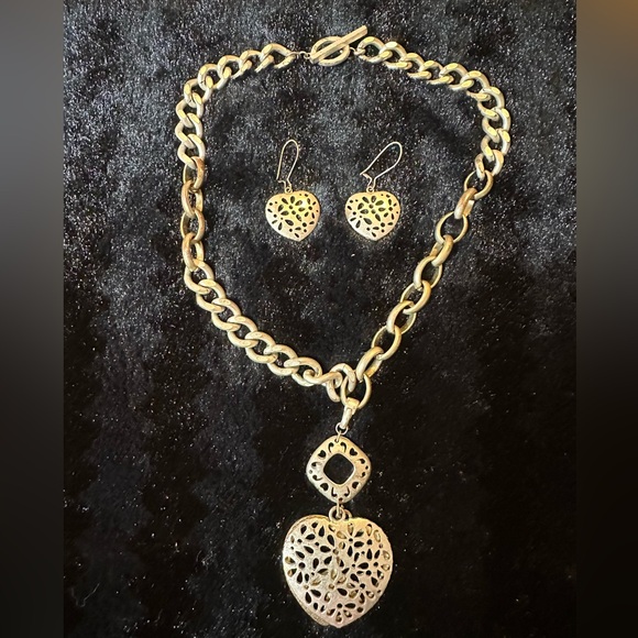 Brighton link n heart necklace and earrings - Picture 2 of 11